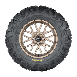 ITP Blackwater Radial tire 34x10R18 mounted on a vehicle wheel, showing tire tread and sidewall details.