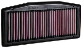 K&N Air Filter 757617 for intake and fuel system, showing the high-performance cylindrical air filter with pleated cotton media.