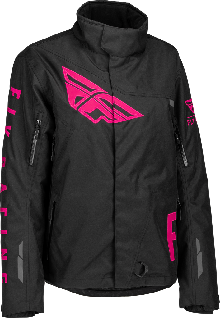 Fly Racing Women's SNX Pro Jacket in black and pink, featuring lightweight, durable fabric and stylish design.