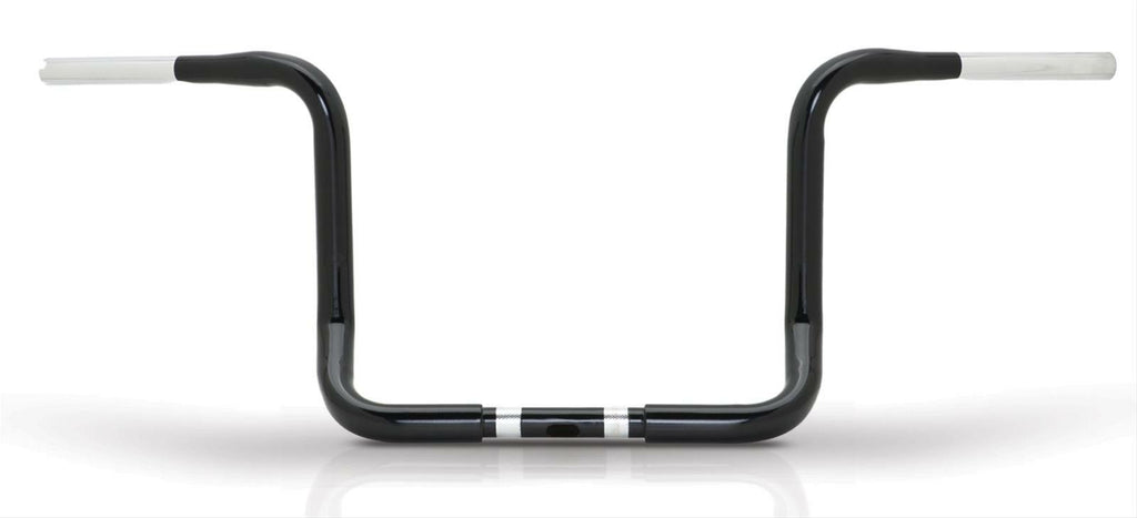 Black Burly Brand 13-inch Bagger Bar with 1.25-inch diameter, installed on a motorcycle handlebar for a rugged look.