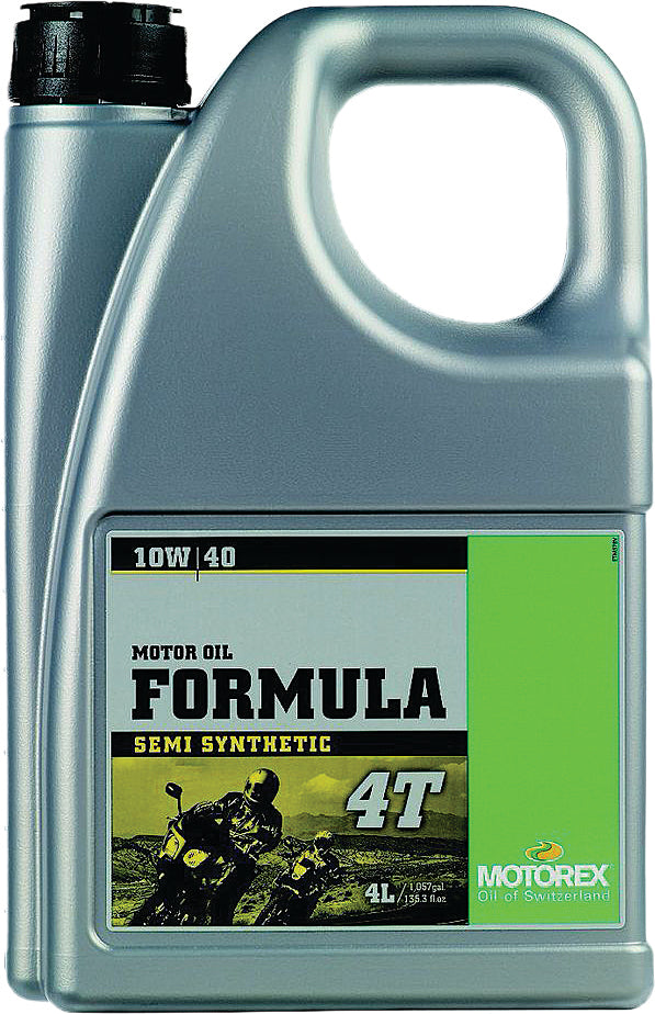 Motorex Formula Motor Oil 4T 10W40 4L container, automotive engine oil for 4-stroke motorcycles, with brand label visible