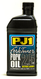 PJ1 Products Fork Tuner Oil 25w 0.5L bottle, motorcycle fork oil with pump dispenser, labeled as Fork Tuner Oil in a clear plastic container.