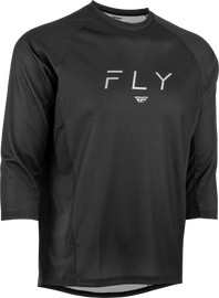 Fly Racing Ripa 3/4 sleeve motocross jersey in black and grey, size medium, with breathable fabric and bold design details.