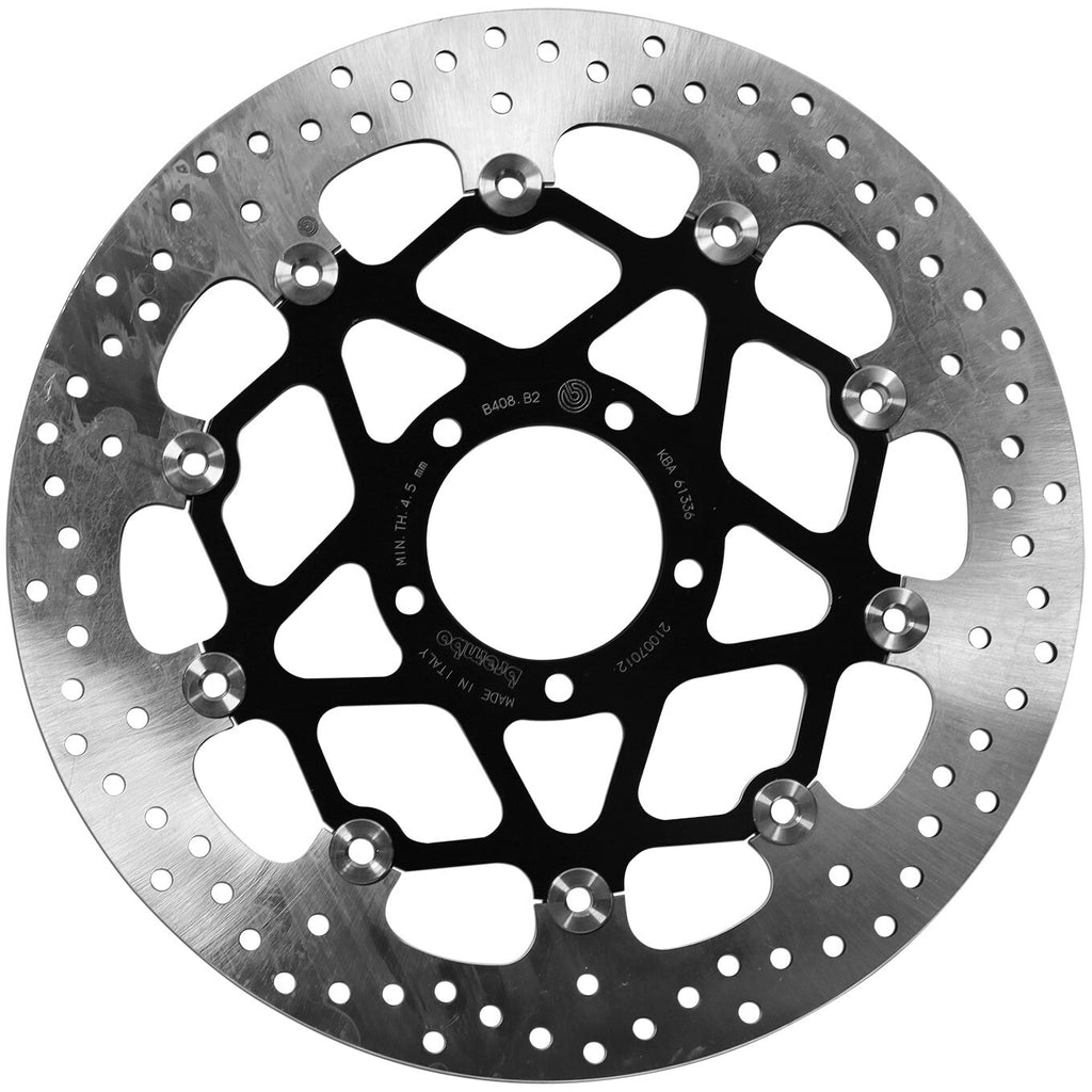 Brembo Serie Oro front brake rotor floating with ventilated and slotted design for high-performance braking.