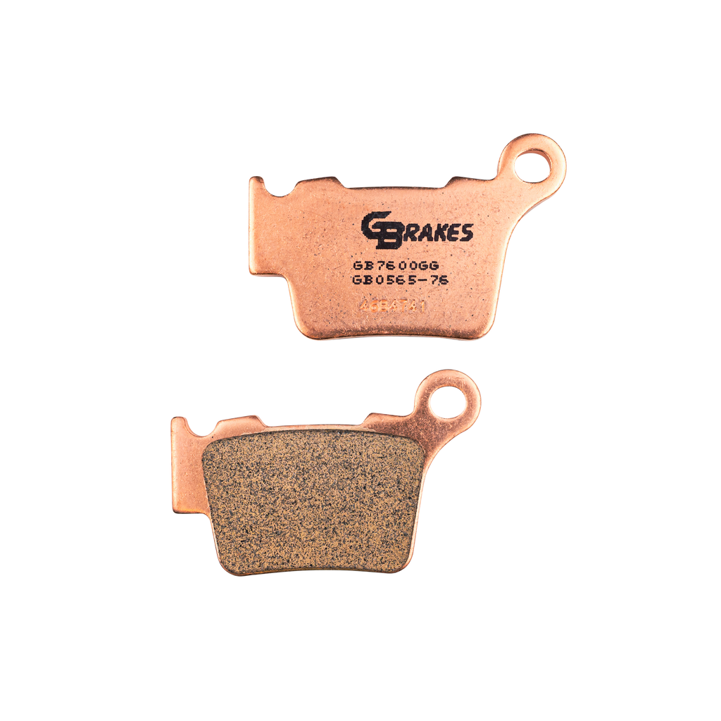GBRAKES sintered brake pads for vehicle braking systems, shown in a close-up image with detailed metal friction surfaces.