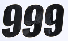 Load image into Gallery viewer, DCOR Number 9 black graphics decals, 6-inch size, set of three, featuring bold number designs on a plain background.