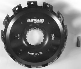 Hinson Billet Clutch Basket Hon 151-0004 for motorcycle clutch system, polished metal with intricate design details