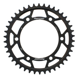 Steel rear sprocket 42-tooth for Suzuki GSX-R750 by Supersprox, black finish with visible teeth and mounting holes.