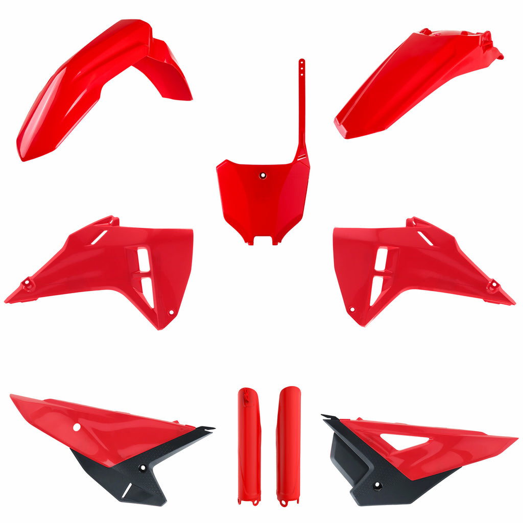 Polisport Plastics Honda CRF plastic body kit with OEM-style body panels and components, designed for off-road motorcycle customization.