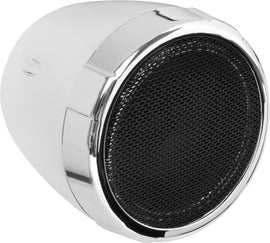 Chrome Boss Audio Scooter Speaker Kit with sleek design, featuring compact speakers and wiring for easy installation.