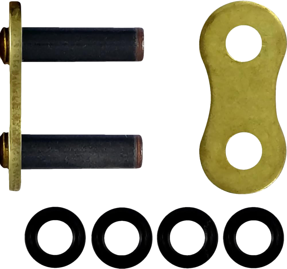 Excel Wheel Components Master Link Gb525xre Rivet Gold, a close-up of the gold-colored wheel link and rivet connection.