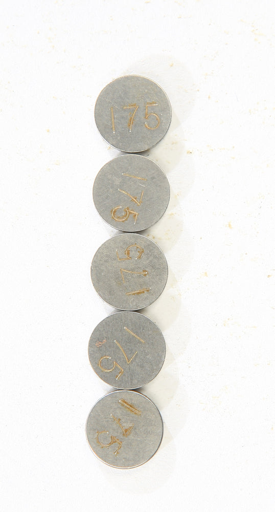 K&L Valve Shims 1.75mm x 9.5mm for intake and fuel system, shown in a 5-piece pack, used in carburetor and engine applications