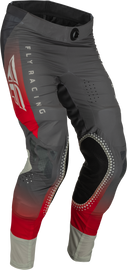 Fly Racing Youth Lite Pants in red and grey, size 26, showing lightweight motocross or dirt bike riding pants with Fly Racing branding.