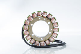 Ricks Motorsport Electric Stator 27-21023 for motorcycle electrical systems, showing the metallic stator with wiring connections.