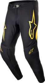 Alpine Star Supertech Ward Pants in black and yellow, size 38, featuring durable fabric and sporty design for motorcycle riding.
