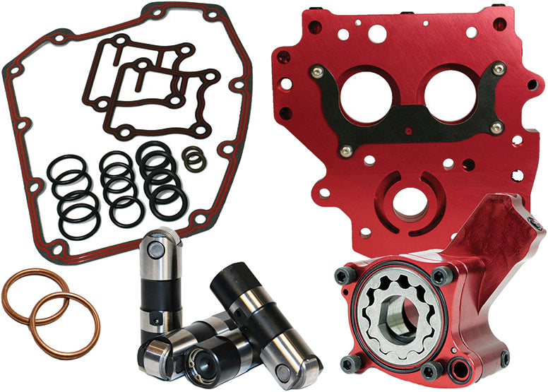 Feuling Race Series engine oiling system for motorcycle engines, featuring high-performance components and precise assembly.