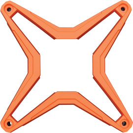 Orange grill inserts for SSV Works accessories, showcasing vibrant color and textured surface on a vehicle grille.