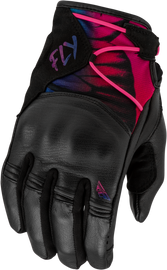 Fly Racing Venus Gloves Butterfly Sm, black and pink motocross gloves with butterfly design, lightweight and flexible for racing.