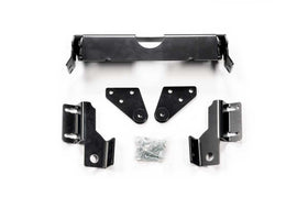 Warn Provantage front plow mounting kit with brackets, black metal construction, designed for durable snow plow installation.