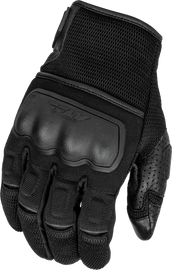 Black Fly Racing Coolpro Force gloves in medium size, featuring a snug fit and durable design for motocross or riding activities.