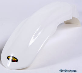 Maier front fender in white, model 65-2465W, showing a close-up of the durable motorcycle fender with smooth finish.