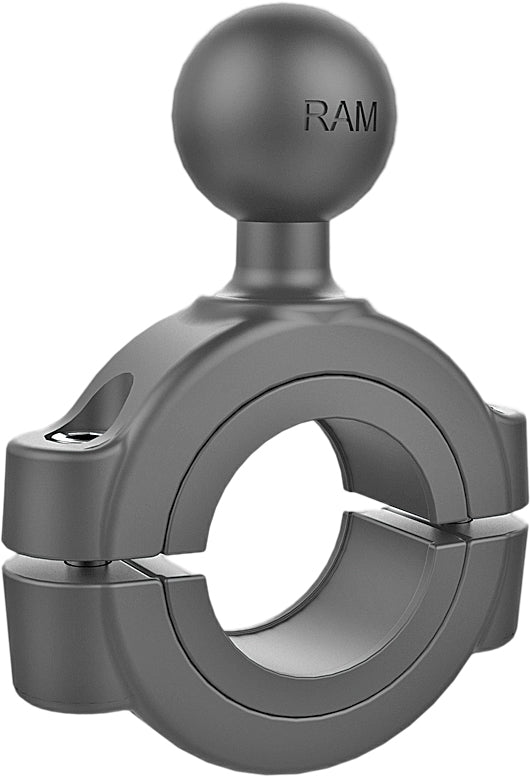 Ram Torque Mount with 1-inch ball attached to rail, compatible with 1-1/8 to 1-1/2 inch mounts, for versatile accessory installation.