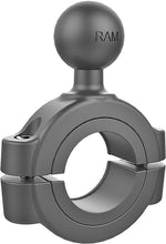 Load image into Gallery viewer, Ram Torque Mount with 1-inch ball attached to rail, compatible with 1-1/8 to 1-1/2 inch mounts, for versatile accessory installation.