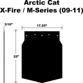 PDP snowflap body part for Arctic Cat M-Series/X-Fire 09-11, showing a close-up of the black snowflap design and mounting area.
