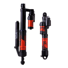 Fox Factory Series rear shock kit, Float 3 Qs3 and Float 3 Evol Qs3 suspension components, shown in the image.