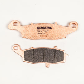 Braking brand sintered sport brake pad set 31-782 showing close-up of black brake pads with metal backing plates
