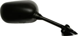 Emgo right black motorcycle mirror for Suzuki 56-9842, showing a sleek black finish and adjustable mirror head.