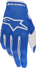 Alpine Star Radar Gloves in UCLA Blue and White, XL size, showing the sporty design and textured palm for grip.