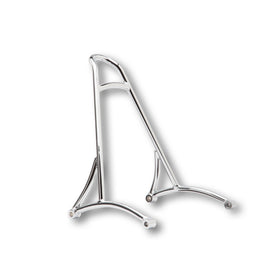 Chrome Burly Brand short sissy bar for XL motorcycles, body-mounted design, part number 750-05480.
