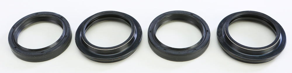 ProX Racing Parts fork seal and wiper kit for Honda, Kawasaki, Suzuki, Yamaha bikes, showing black rubber seals and wipers.