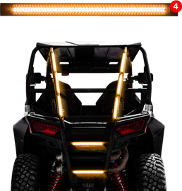 XK Glow 12-inch amber strobe tube lights, set of four, used for vehicle illumination and custom lighting effects.