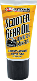 Maxima Scooter Gear Oil 80w90 150ml container showing the Maxima brand label and product details for motorcycle gear lubrication.