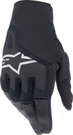 Black Alpine Star Techstar Gloves in size Small, featuring protective design and durable material for motorcycle riding.