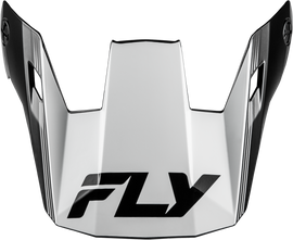 Fly Racing Rayce Repeat helmet visor in black and white, XL size, shown attached to the helmet.