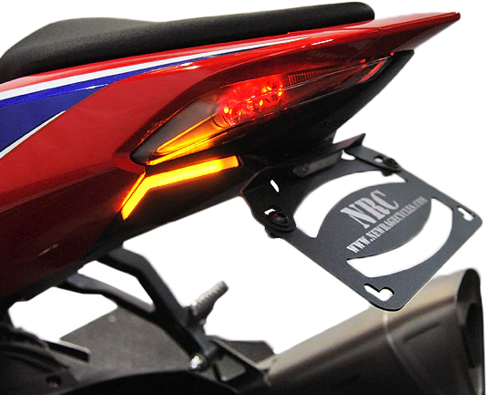 New Rage Cycles Fender Eliminator Standard body for motorcycle, showcasing sleek design and mounting components.