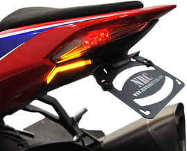 New Rage Cycles Fender Eliminator Standard body for motorcycle, showcasing sleek design and mounting components.