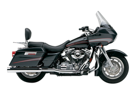 Cobra True Dual Headpipes in black for Harley FLH/Flt 2007-2008, exhaust system with dual pipes visible on motorcycle.