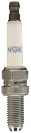 NGK Spark Plug #4706/10 2-MAR10A-J showing the ceramic insulator and metal electrodes for engine ignition.