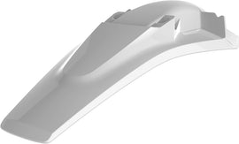 Polisport Plastics rear fender with taillight tabs in white for motorcycle, model 64-69056, showing the fender's shape and mounting features.