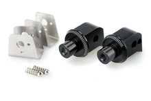 Load image into Gallery viewer, PUIG Footpeg Adapter 561-08798BK for motorcycle foot controls, shown attached to black footpeg with mounting hardware.