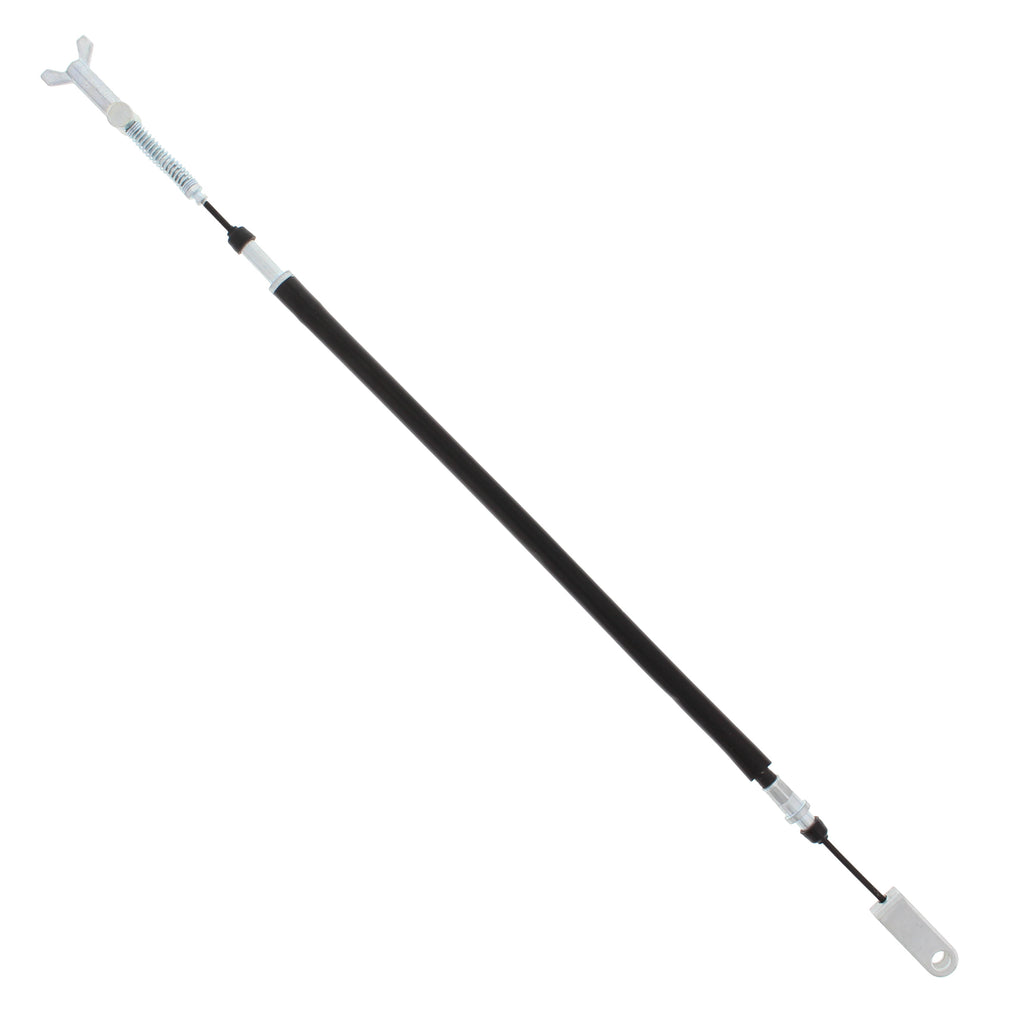 All Balls rear brake cable 24-54024 for motorcycle, showing the black cable with metal fittings and protective casing.