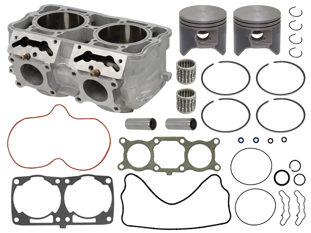 SP1 engine cylinder kit, model 541-90207K, showing metal cylinder components with detailed machining and branding markings.