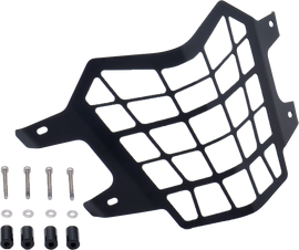 ZETA black headlight guard for off-road Yamaha models, protective metal cover with a rugged finish.