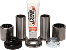 Pivot Works Swingarm Kit 52-04101 suspension components, including bushings and bearings, for motorcycle swingarm repair.