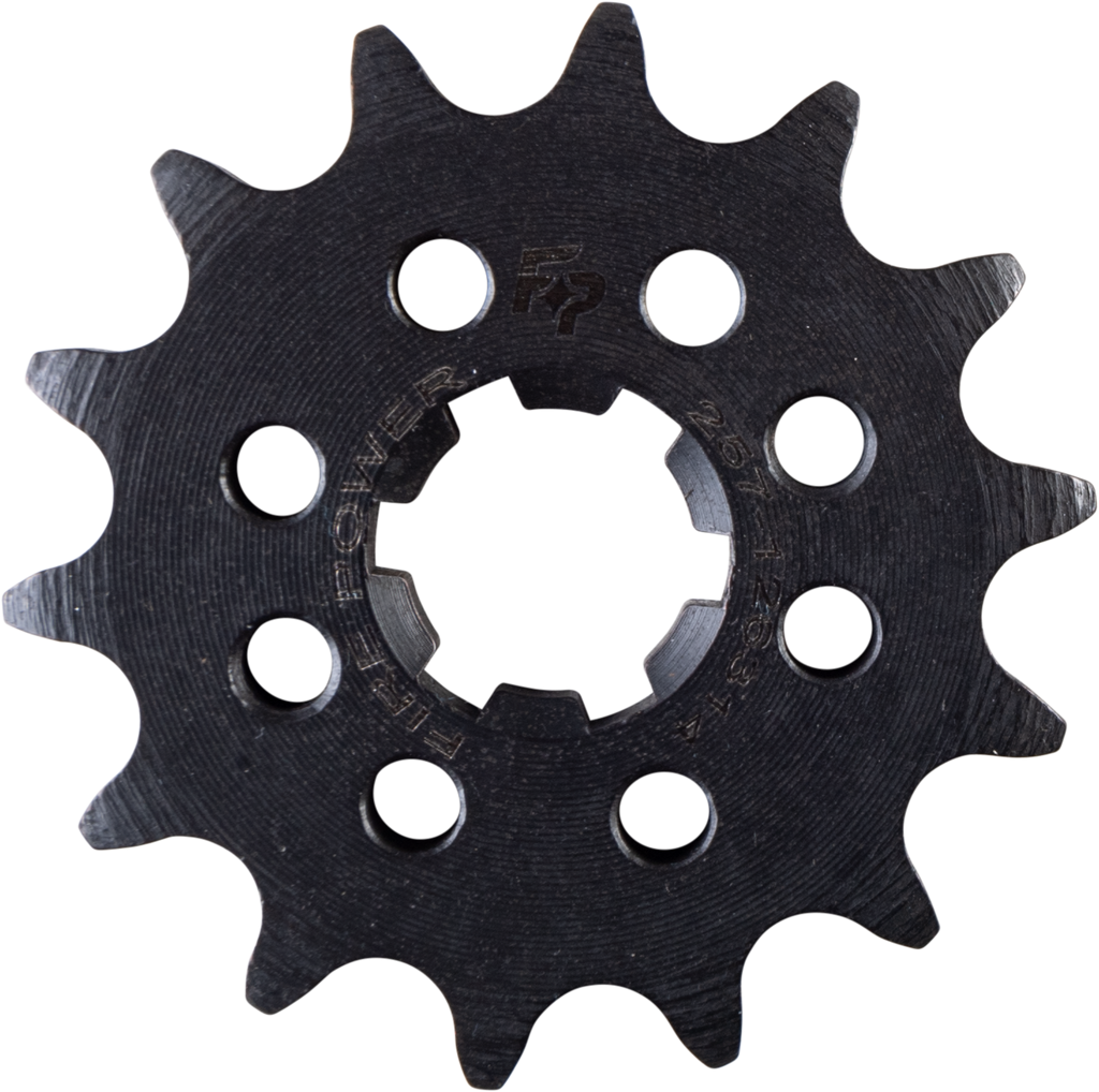 Steel Fire Power front CS sprocket with 14-tooth, for motorcycle or bike drive systems.