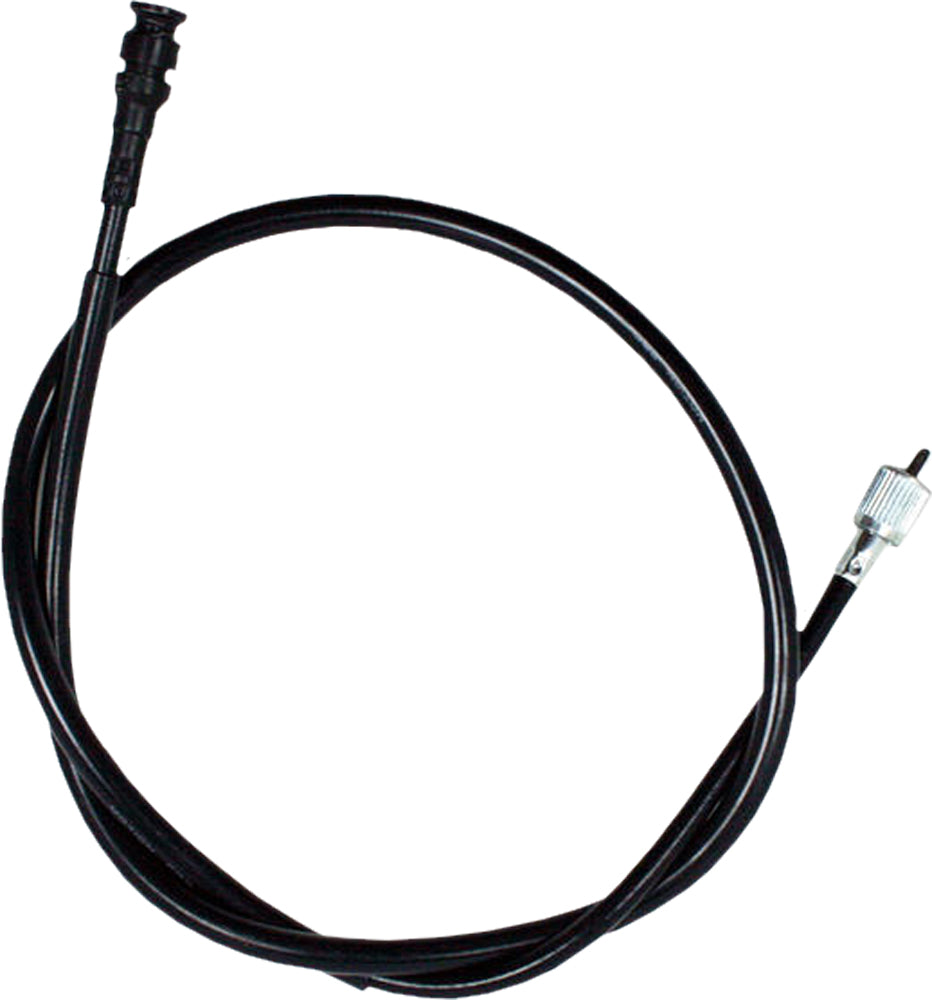 Motion Pro black vinyl speedometer cable 70-2045, with coiled design and connectors visible for motorcycle or vehicle speed control.